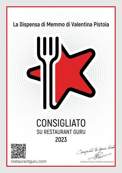 Certificate Consigliato su RestaurantGuru 2023